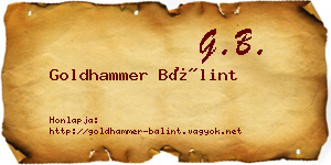 Goldhammer Bálint névjegykártya