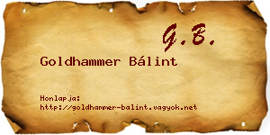 Goldhammer Bálint névjegykártya